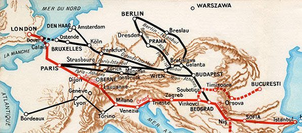 Map of the Simplon Orient-Express